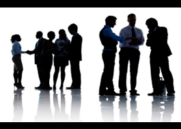 Groups of people in shadow, having conversations